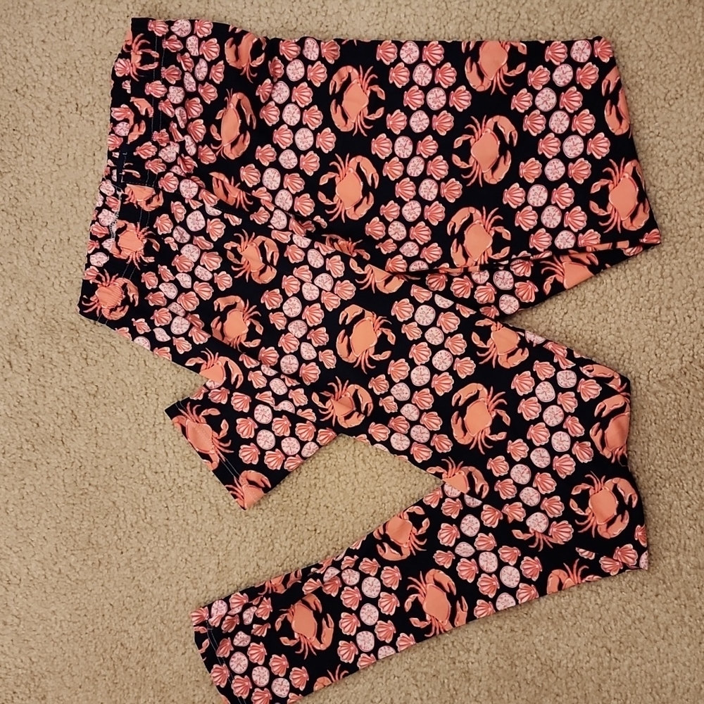 NWT Simply Southern Navy Blue & Pink Crab Shell Legging Size OS